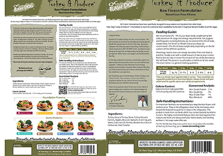 OC Raw Dog Food Packaging