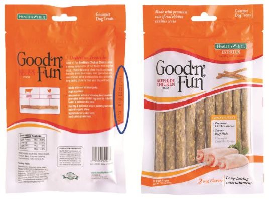 Salix recalled Good 'n' Fun Beefhide Chicken Sticks