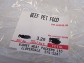 Surrey Meat Packers Pet Food Label
